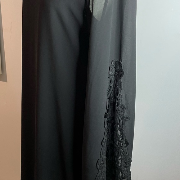 Ya Los Angeles Womens Cocktail Dress Long Sleeve Chiffon Black V-Neck Size “L” - Picture 10 of 16